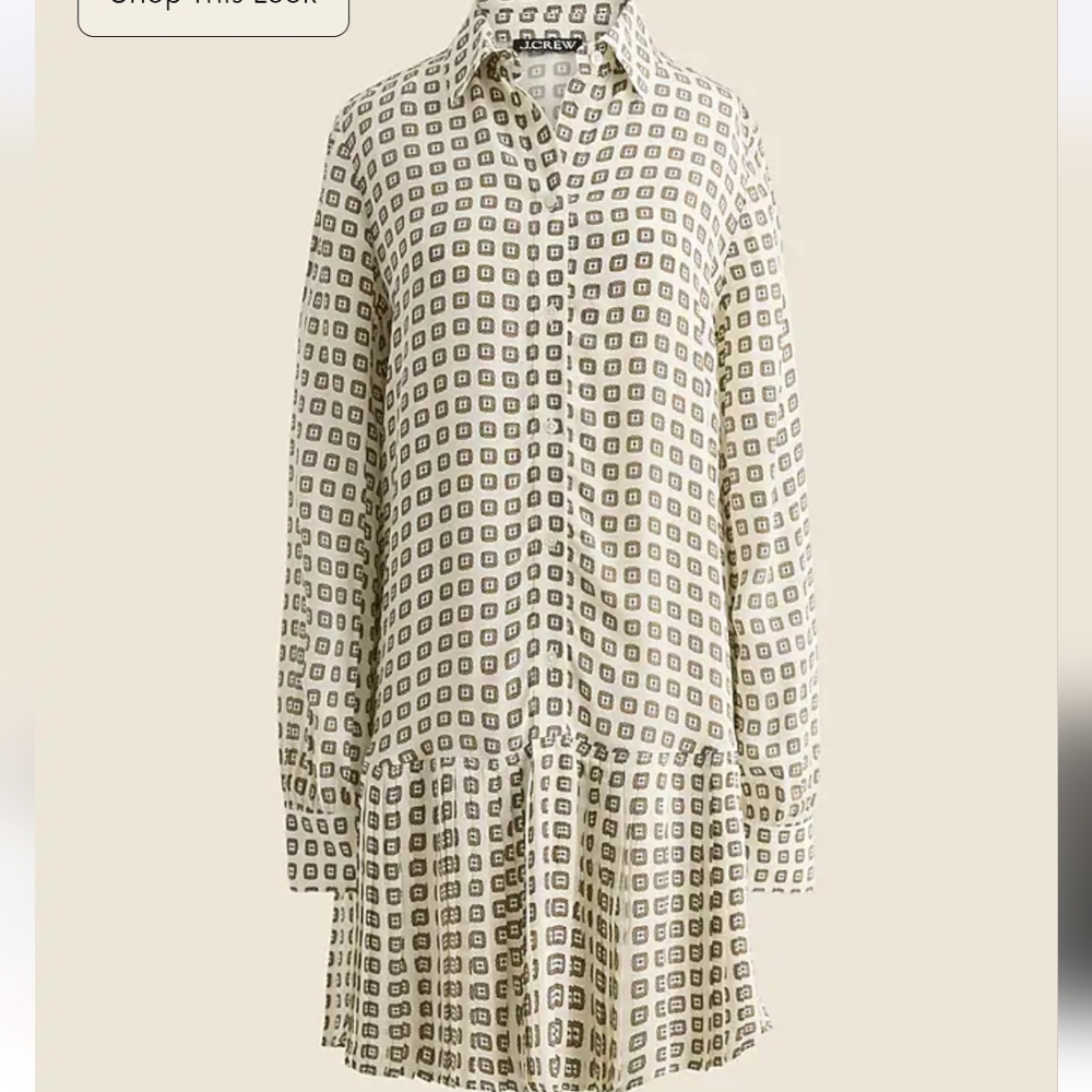 J. Crew New Amelia Shirt Dress in Foulard Print - Large Tall - ivory, black - Picture 5 of 13